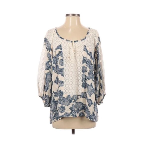 Free People Floral Flowy Split Neck Top Size Small GUC - Picture 1 of 7